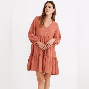 Madewell Lightspun Colette Mini Dress in Deep Rose Size 0